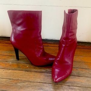 Nine West red leather booties